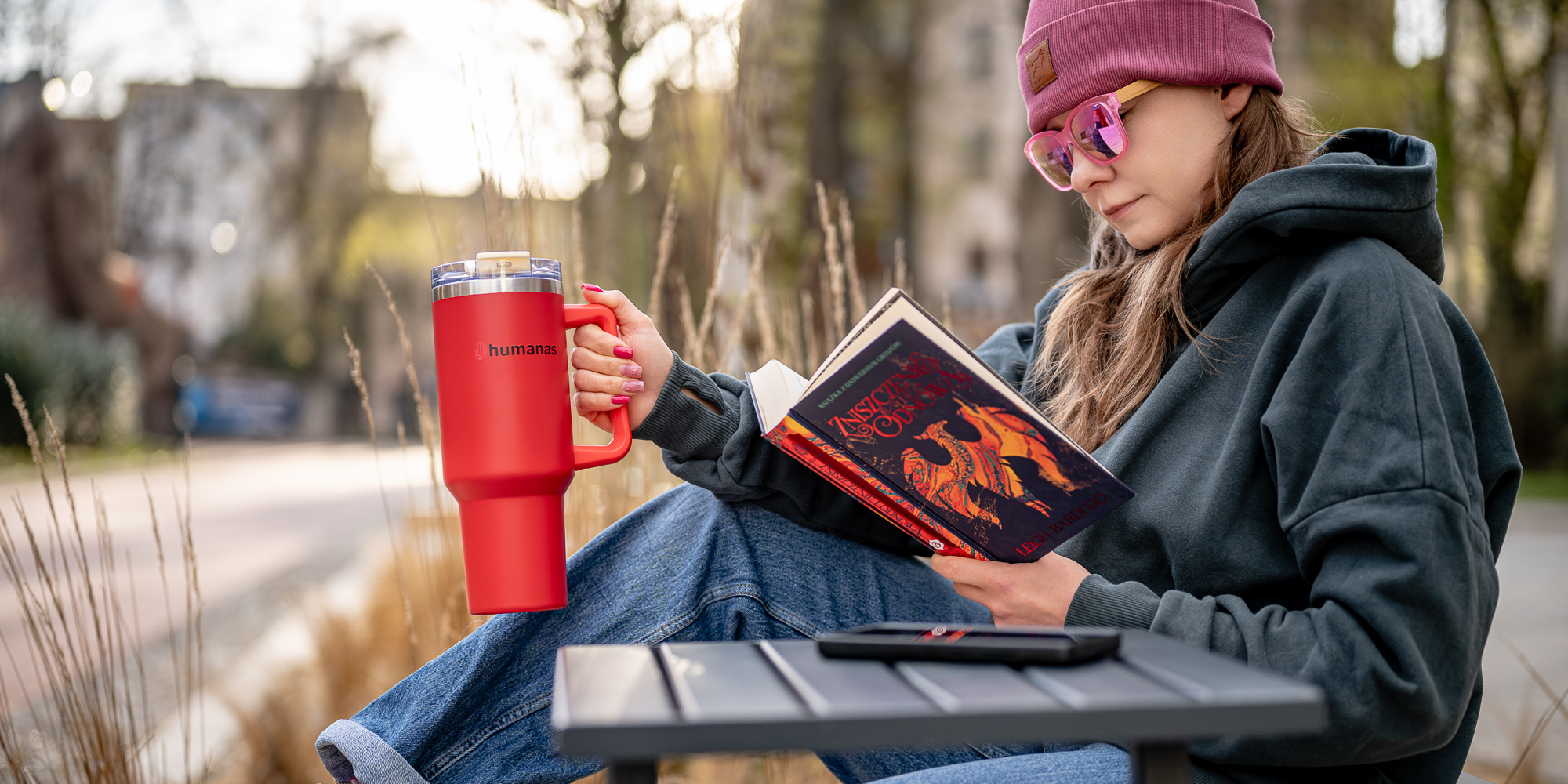 Kubek termiczny Humanas Viva 1200 ml - czerwony